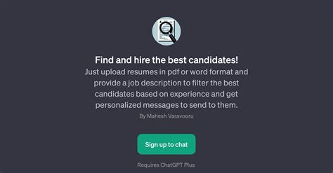 Find and Hire the Best Candidates GPT - AI Tool For Candidate screening