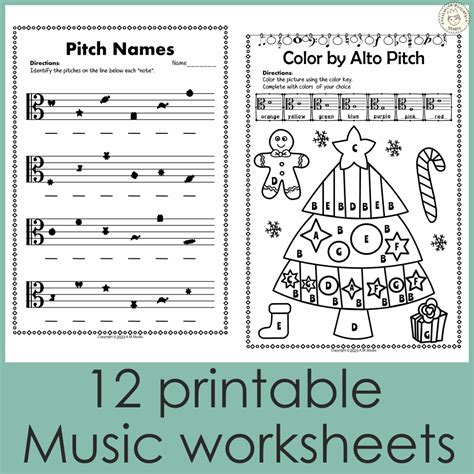 Alto Clef Note Name Worksheets for Christmas