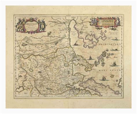 Johannes Janssonius, Thessalia Map, Etching, 1650s for sale at Pamono