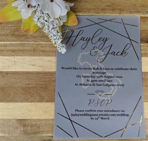 Vellum Gold and Blue Foil Wedding Invite - Etsy