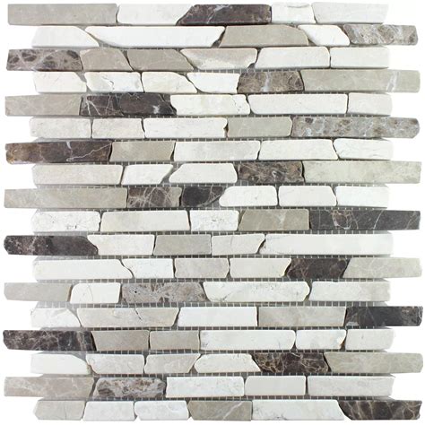 Marmor Naturstein Mosaikfliesen Rocky Braun Beige