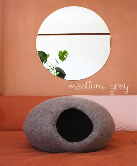 Letto Per Gatto Cuccia Gatto In Feltro Grotta 100 Lana Etsy