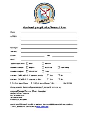 Fillable Online Amroa Membership Applicationrenewal Form Amroa Fax