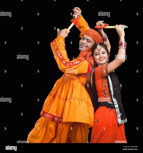 Couple Performing Dandiya Stock Photo Royalty Free Image 53341497 Alamy