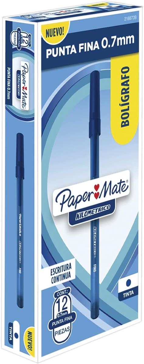 Paper Mate Bol Grafos Kilom Trico Punta Fina Tinta Azul Piezas