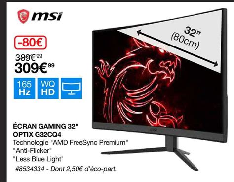 Promo Cran Gaming Optix G Cq Msi Chez Costco Icatalogue Fr