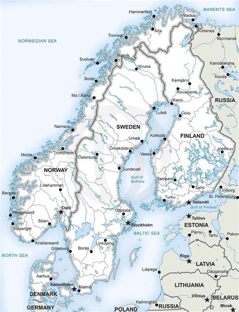 Vector Map of Scandinavia Political | One Stop Map