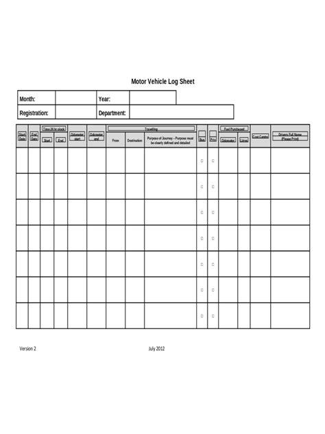 Vehicle Log Book Template Excel | HQ Printable Documents