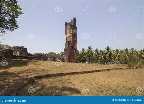 Ruins Of St Augustine Tower Old Goa Goa Stock Image Image Of