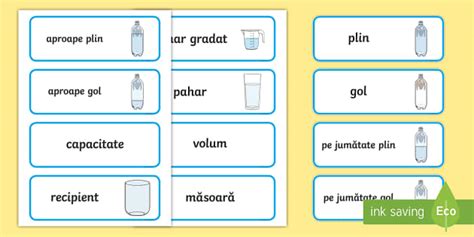 Vocabular Despre Capacitate Cartona E Cu Cuvinte Twinkl