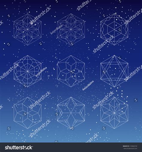 Hexagonal Shapes Set Crystal Forms Winter Stock Vector (Royalty Free ...