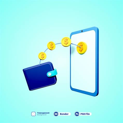 Icono 3d de transferencia de dinero en línea con teléfono móvil