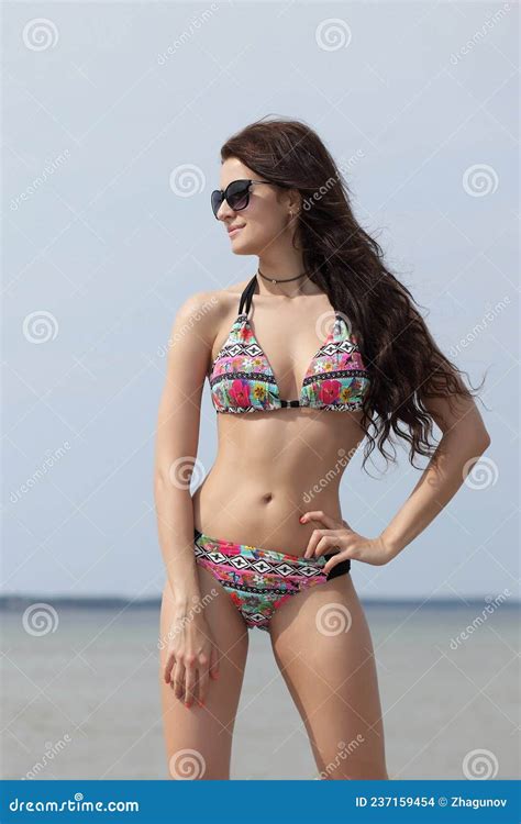 Mujer En Bikini En La Playa Foto De Archivo Imagen De Sano Lifestyle