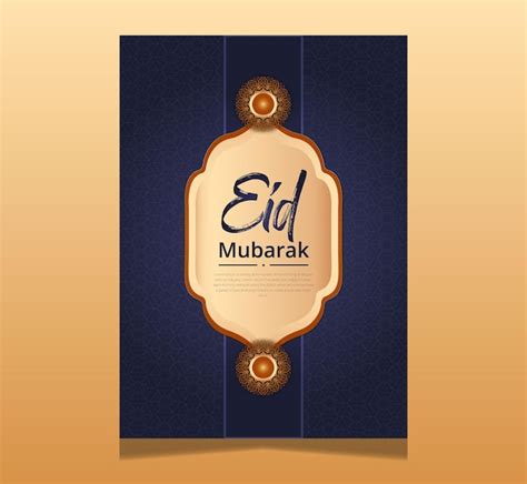 Diseño de volante creativo azul eid mubarak con elementos Vector Premium