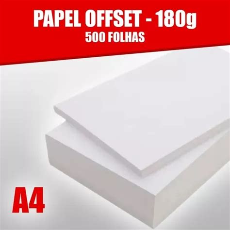 Papel Offset 180g Caixa 500 Folhas Tamanho A4 Branco Escorrega O