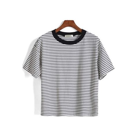 SheIn Sheinside Short Sleeve Striped Loose White T Shirt White