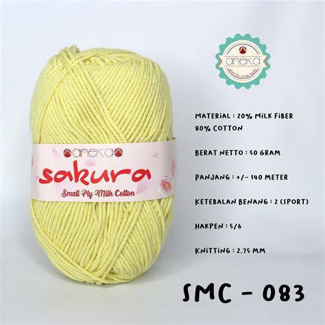 Jual Benang Rajut Katun Susu Ply Sakura Small Ply Milk Cotton Yarn