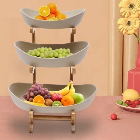 Orren Ellis 3 Tiers Fruit Basket Bowl Vegetables Storage Holder Stand