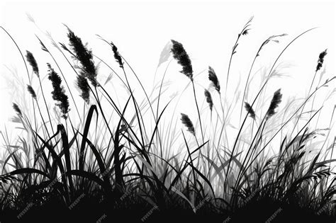 Premium AI Image | Grass On White Background Black And White Generative AI