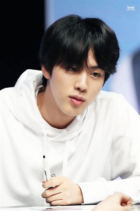 Kim Seokjin Jin Black Hair Bts Puma 2018 Fansign Kim Seokjin V And