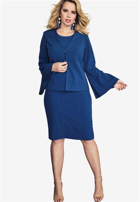 Bell Sleeve Jacket Dress Plus Size Sets Full Beauty