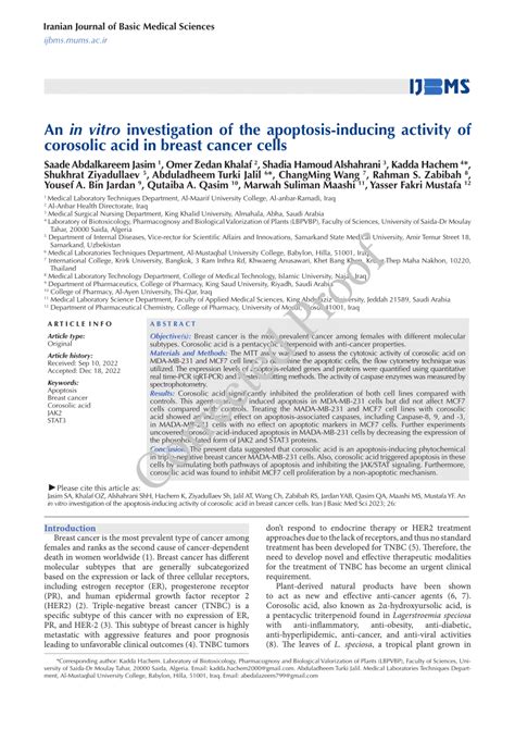 Pdf An In Vitro Investigation Of The Apoptosis Inducing Activity Of