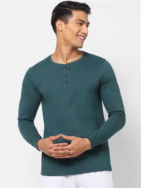 Buy Ajile By Pantaloons Men Green Solid Cotton Lounge T Shirts Lounge