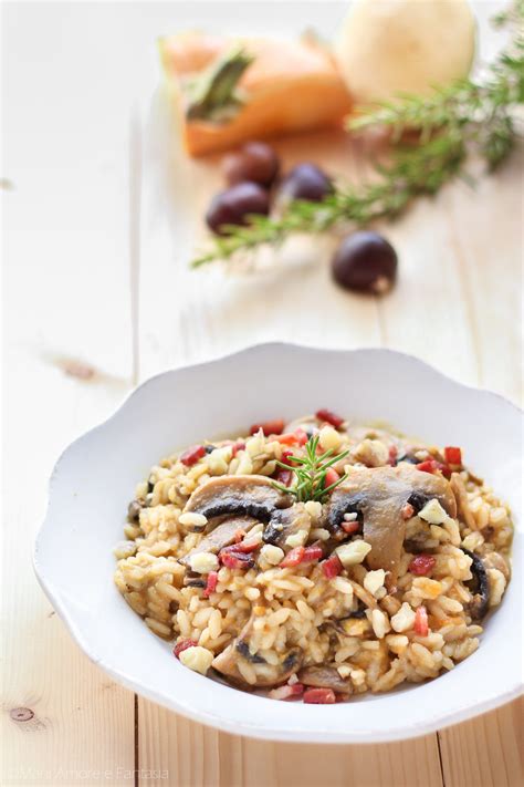 Risotto Alle Castagne Con Funghi Crema Di Zucca E Speck Croccante