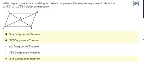 In The Diagram ABCD ABCD Is A Parallelogram Which Congruence Theorem