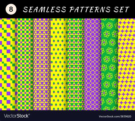 Mardi Gras Seamless Patterns Carnival Backgrounds Vector Image