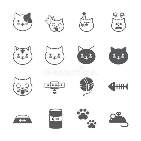 Cat Icon Set 16 Vector Stock Illustrations 85 Cat Icon Set 16 Vector