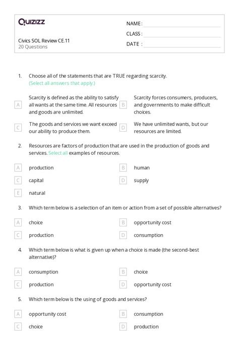 50 Civics Government Worksheets For 8th Grade On Quizizz Free