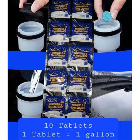 Set Of 10 Windshield Washer Fluid Tablets 1 Tablet 1 Gallon