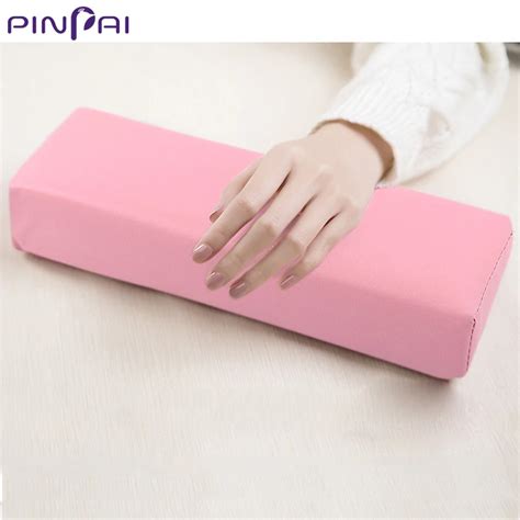 Pinpai Lastest Nail Art Hand Rest Cushion White Pink Hand Pillow Faux