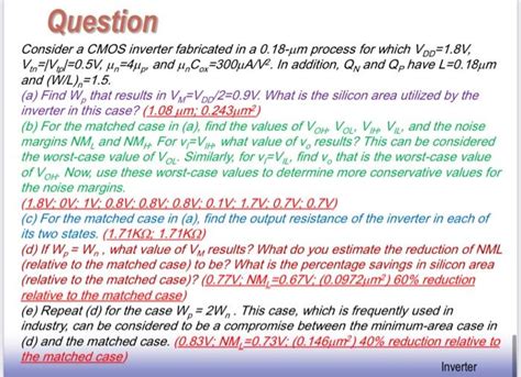 Solved Question Consider A CMOS Inverter Fabricated In A Chegg