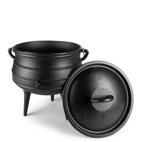 Bruntmor Pre Seasoned Cast Iron African Potjie Pot Quarts With Lid