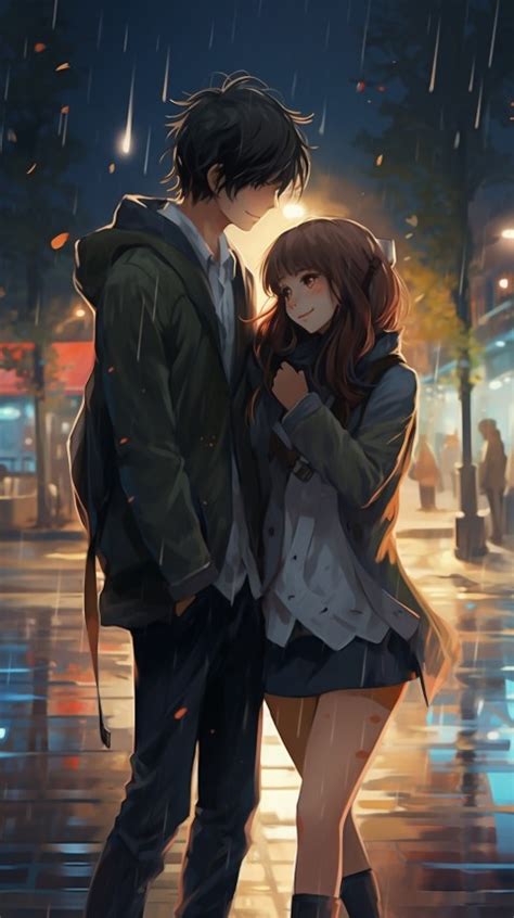 Dancing Romantic Cute Anime Couple Rain Aesthetic (23) Wallpaper ...