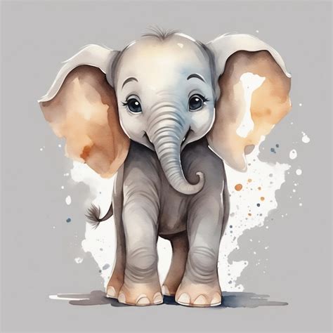 Desenho De Ilustra O Em Aquarela De Elefante Beb Foto Premium