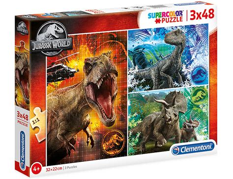 Clementoni Puzzle Supercolor Jurassic World 3x48 Mehrfach Puzzle