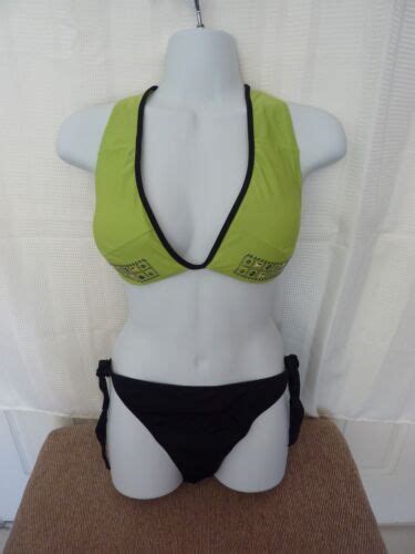 Sexy Violetta 2 Pc Bikini Bathing Swim Suit Sz 12 ~ Green Black W