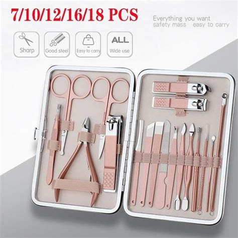 Buy 7 10 12 15 16 18pcs Rose Gold Color Nail Scissors Set Nail Clippers Pedicure Beauty Nail