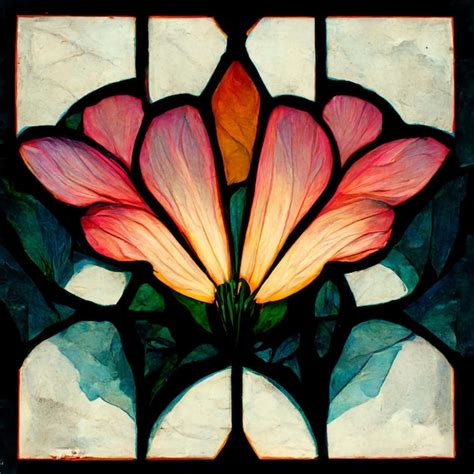 Premium Ai Image Abstract Stain Glassed Window Rainbow Flower 2