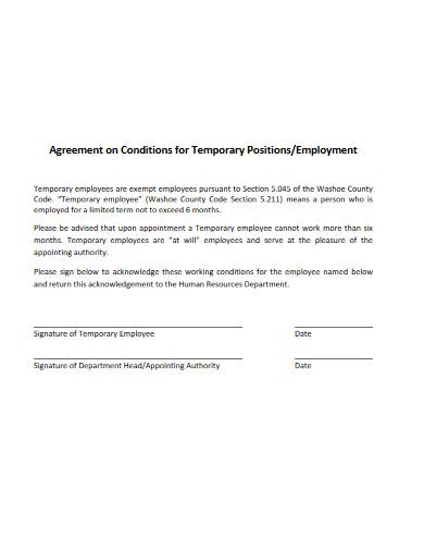 Temporary Employment Agreement Example Of Temporary Employment Contract