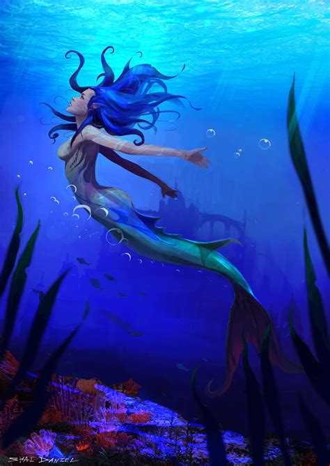 Artstation Mermaid Shai Daniel Mermaid Artwork Mermaid Drawings