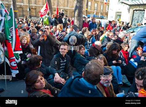 Paris France French People Demonstrating Against Nuclear Power Huge