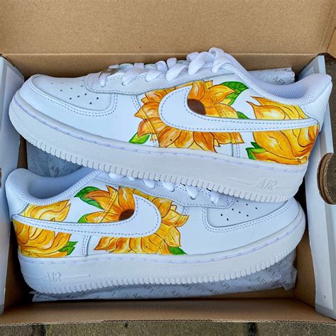 Nike Air Force Custom Sneakers Yellow Sunflowers Etsy