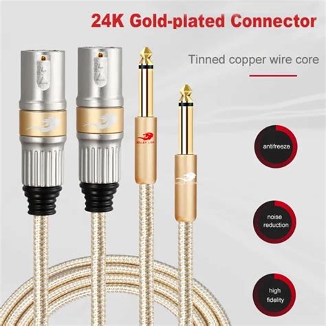 Golley Lion สายสัญญาณเสียงคู่แบบโมโน14มม แจ็คแปลงเป็น Xlr ตัวผู้