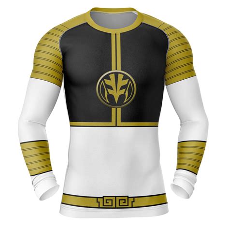 White Ranger Power Rangers Long Sleeve Rash Guard Compression Shirt Animebape