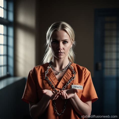 Blonde Inmate S Interrogation In Prison Scrubs Stable Diffusion Online