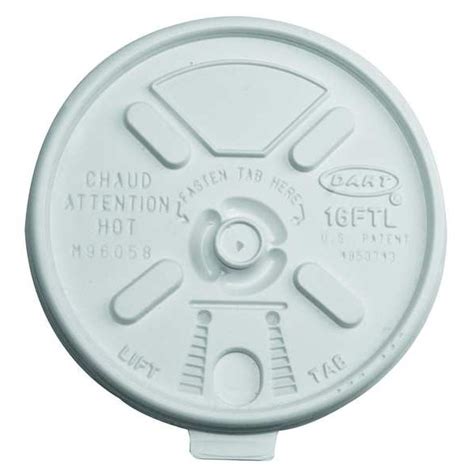 Dart Lid For 12 To 24 Oz Hot Cup Flat Lock Back Tear Tab White Pk1000 16FTL Zoro
